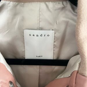 Never worn Sandro pastel pink leather bomber jacket